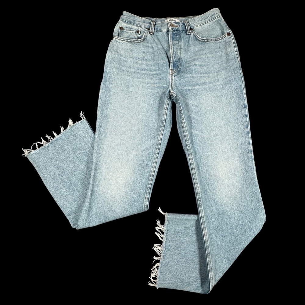 RE/DONE 70s Bootcut Jeans Womens 28 Blue Faded Vintage Indigo High Rise‎ Raw Hem